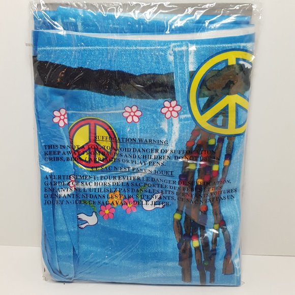 Hippie Stretch Jean Leggings Peace Love Groovy Adult One Size Up to 8 - Picture 3 of 5